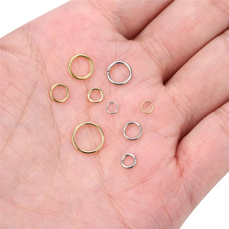 100pcs PVD Stainless Steel Jump Rings - Open Split Ring Connectors for DIY Jewelry Making