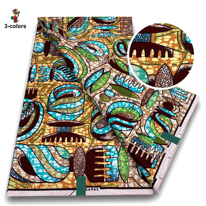 100% Cotton African Wax Print Fabric - Soft Golden Ankara Pagne for Nigerian Fashion & Traditional Wear