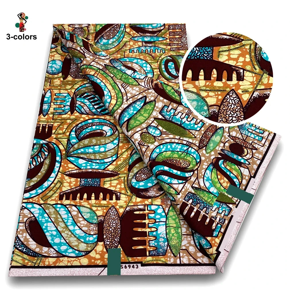 African Golden Wax Fabric - Glitter Gold Print Batik Ankara Pagne Material for Women