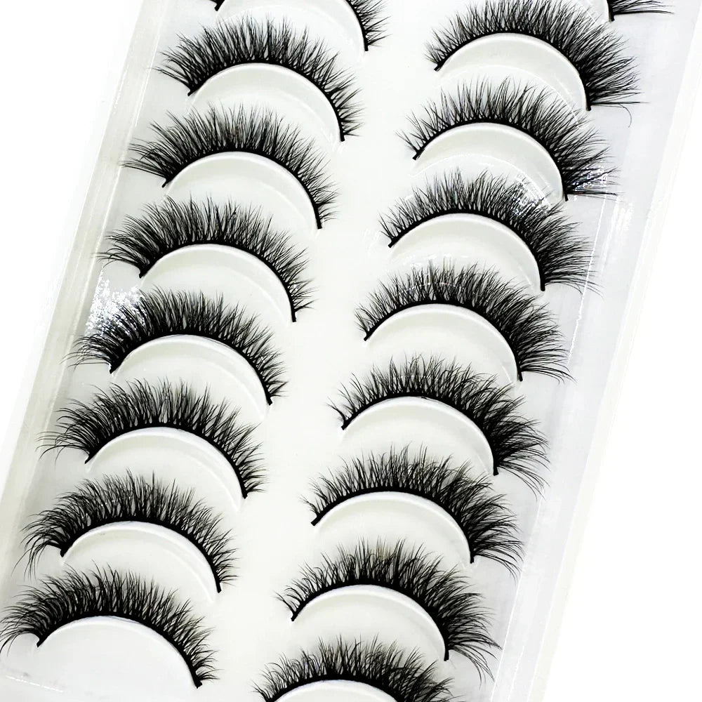 5/10 Pairs 3D Mink False Eyelashes – Wispy Handcrafted Full Strip Short Natural Lashes for Makeup