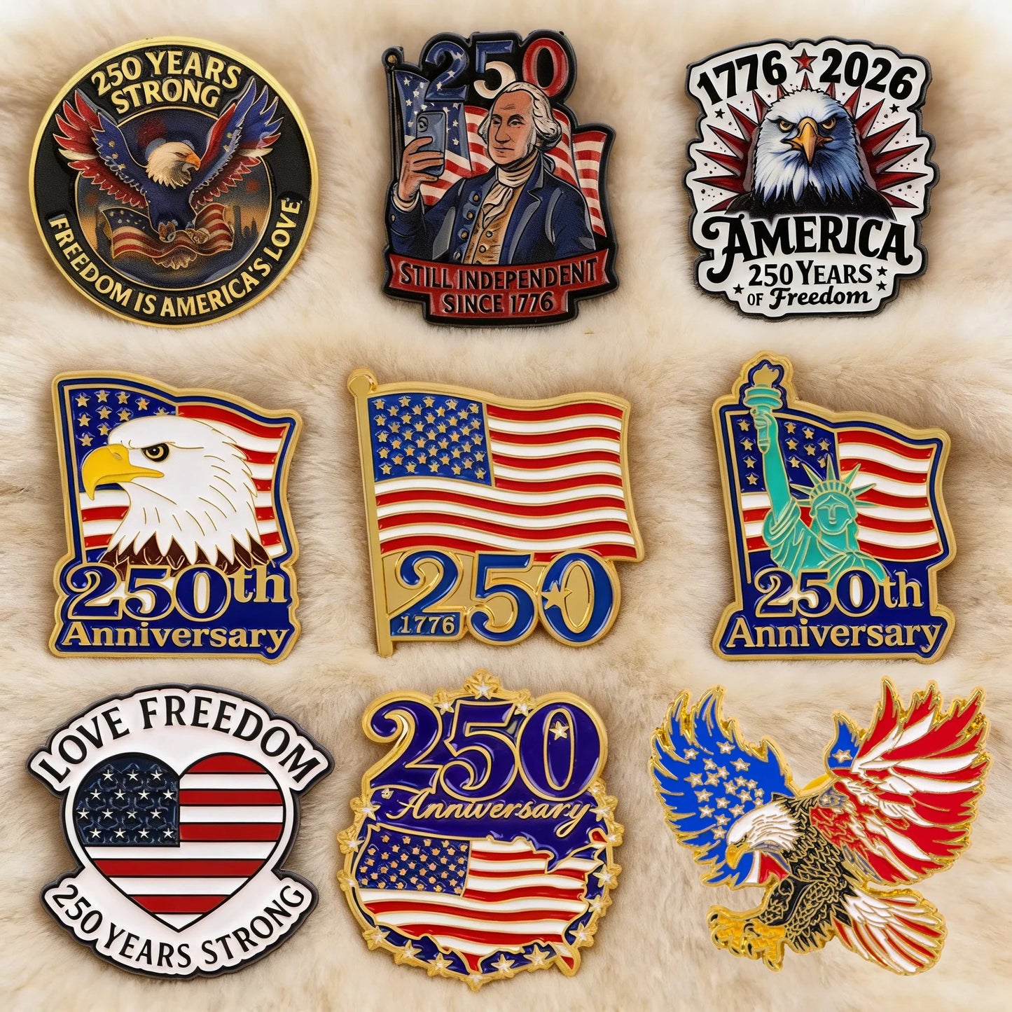 250th Anniversary Eagle Enamel Pin - Patriotic USA Lapel Badge Brooch for Backpacks, Clothing, and Gifts