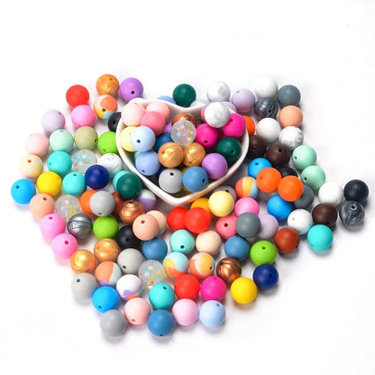 LOFCA Silicone Round Beads 20pcs - 9/12/15mm DIY Jewelry Making Beads for Bracelets, Keychains & Necklaces