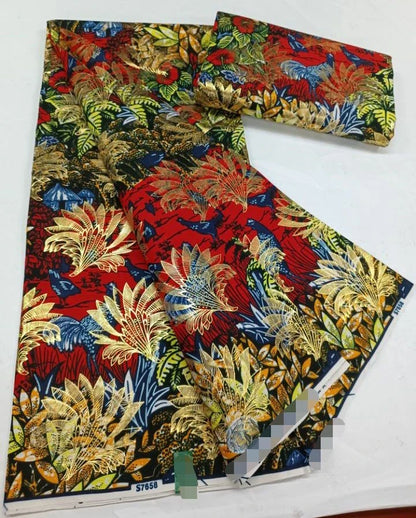 African Real Wax Print Fabric - 6 Yards 100% Cotton Ghana Ankara Loincloth Material