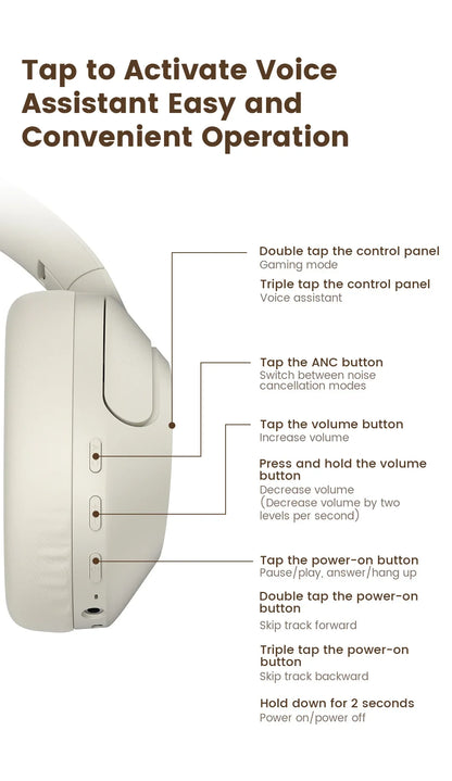 HAYLOU S35 ANC Wireless Headphones - Over-Ear Bluetooth 5.2, 42dB Active Noise Cancelling, 60-Hour Battery, 40mm Dynamic Driver