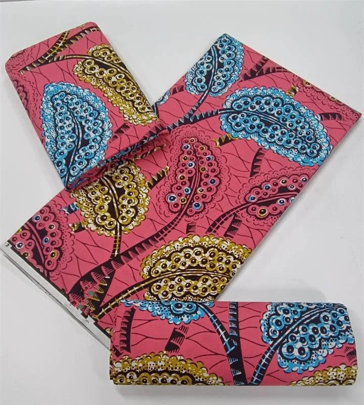100% Cotton Ankara Fabric - High Quality African Print Batik Real Wax Pagne 6 Yards for Stylish Sewing