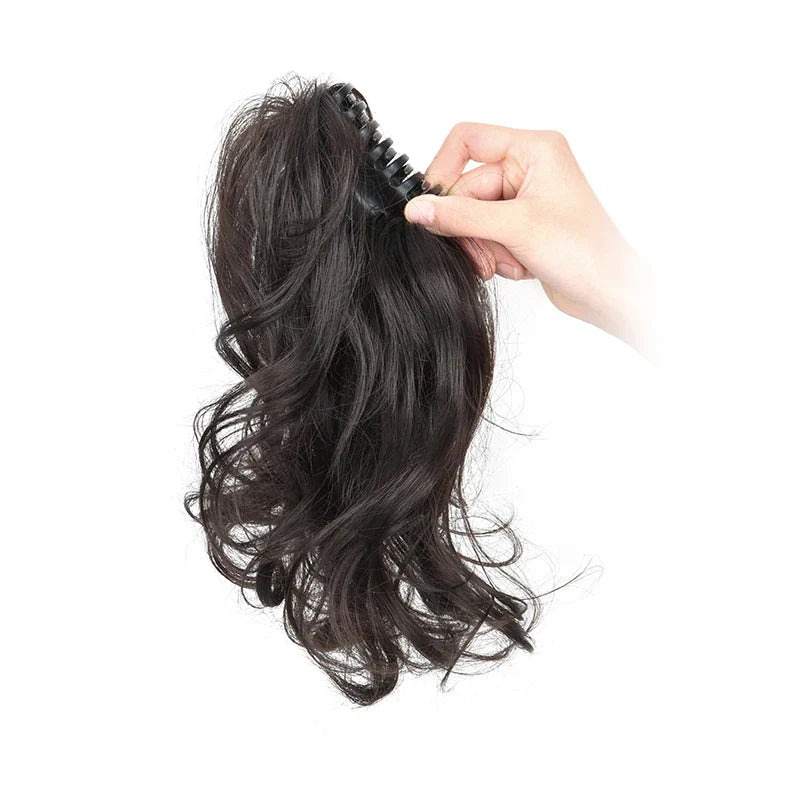Synthetic 12-Inch Curly Claw Clip Ponytail – Short Ponytail Extensions for Women, Black Brown Blonde Hairpiece