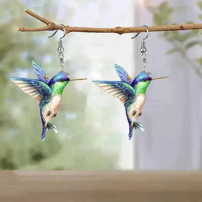 FTCY Acrylic Hummingbird Drop Earrings - Retro Colorful Bird Jewelry Gift for Women