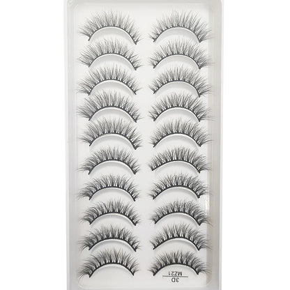 10 Pairs 3D Mink False Eyelashes – Soft Natural Cross Messy Dense Lash Extensions Makeup