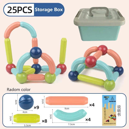 Magnetic Building Blocks Set – Montessori Educational Stick & Rod Constructor Toys for Kids Boys & Girls
