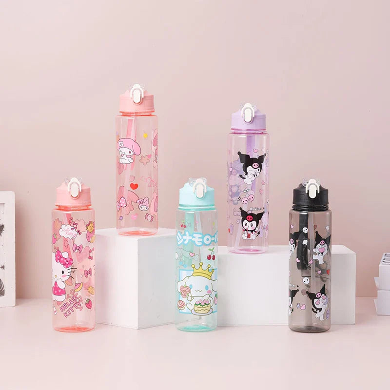 800ML Hello Kitty Water Cup — Kawaii Kuromi, Melody & Cinnamoroll Pop-Up Outdoor Bottle, Large Capacity, Perfect Kid Gift