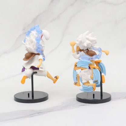 5PCS One Piece Figure Set – Gear 5 Nika Luffy Sun God PVC Anime Figurines, Q Version Cartoon Collection Dolls & Gifts