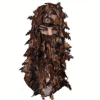 3D Camouflage Leafy Hat - Full Face Hunting Mask Headwear for Turkey Camo, Outdoor Hunting & Tactical Gear