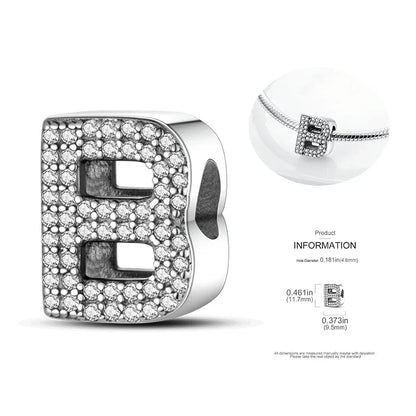 26 A-Z Alphabet Beads 925 Silver LOVE Letter Charms for 3mm Bracelets - CZ Zircon DIY Jewelry Gift