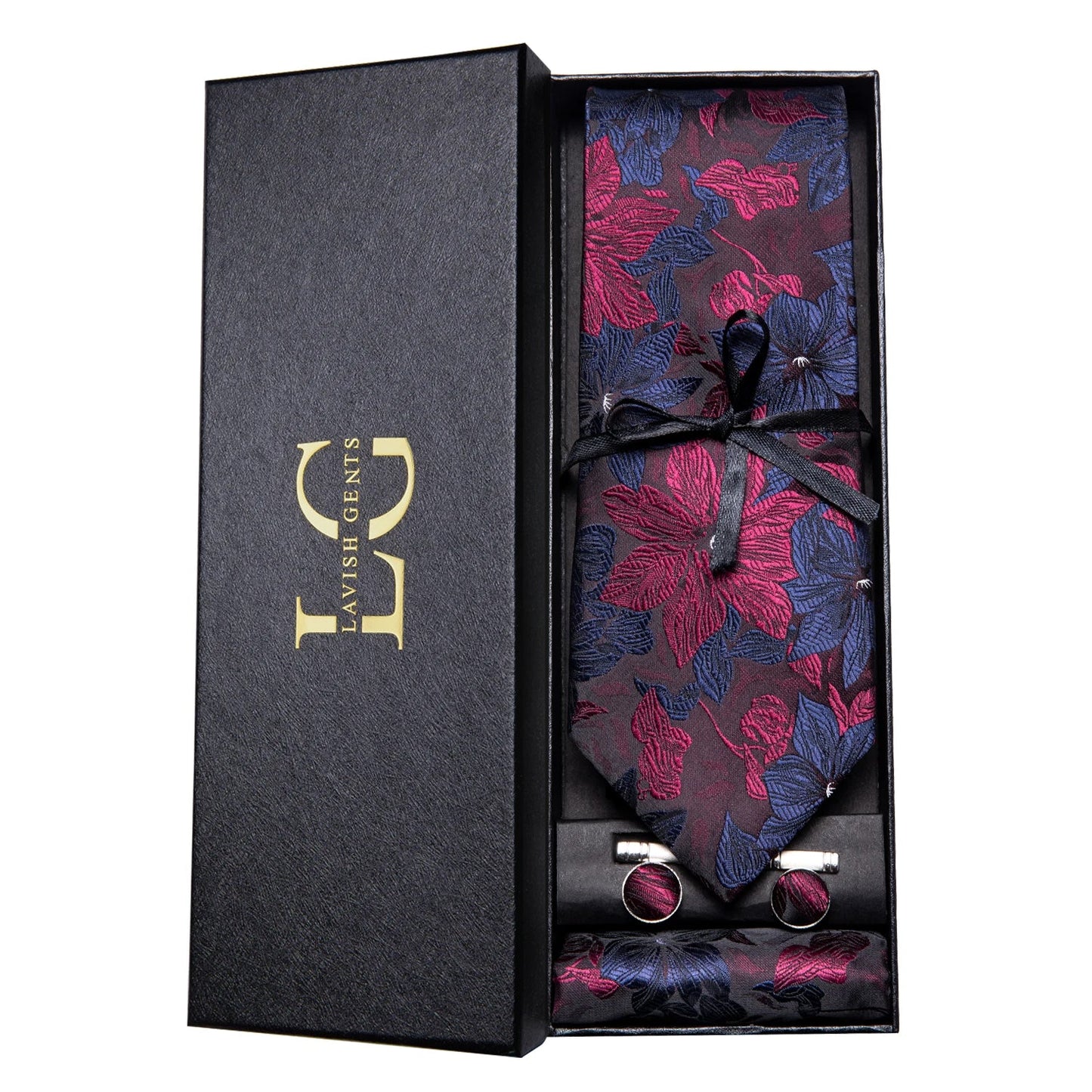 Hi-Tie Luxury Paisley Teal Green Tie Set - Men’s Classic Necktie with Handkerchief & Cufflinks Gift Box for Wedding & Formal Wear