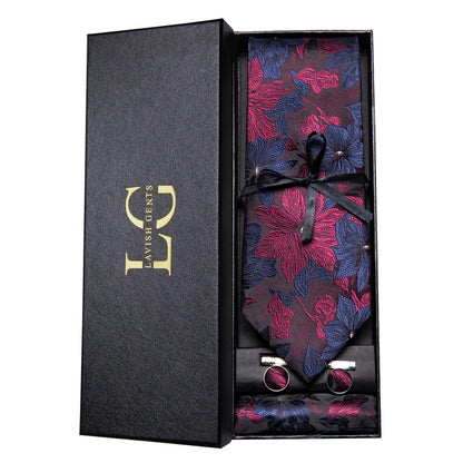 Hi-Tie Luxury Paisley Teal Green Tie Set - Men’s Classic Necktie with Handkerchief & Cufflinks Gift Box for Wedding & Formal Wear