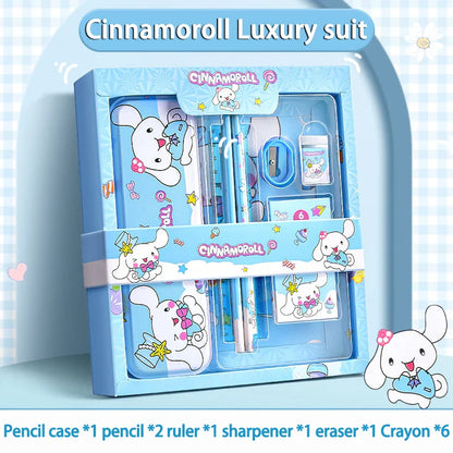 Sanrio Learning Stationery Set – Kuromi, Melody & Cinnamoroll Cartoon Pencil and Eraser Gift Box for Kids