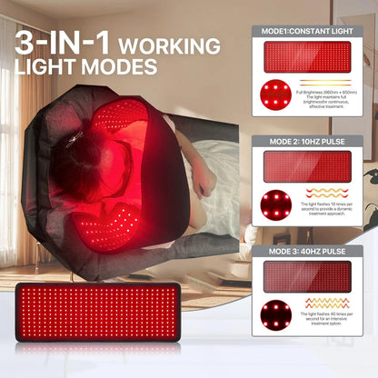 Red & Infrared Therapy Belt – Wearable Heating Pad for Face, Body, Shoulder, Joint, and Muscle Pain Relief