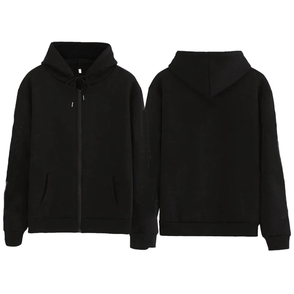 Men's Retro Zip-Up Hoodie – Loose Fit Gothic Harajuku Streetwear Jacket with Long Sleeves – Y2K High Street Style