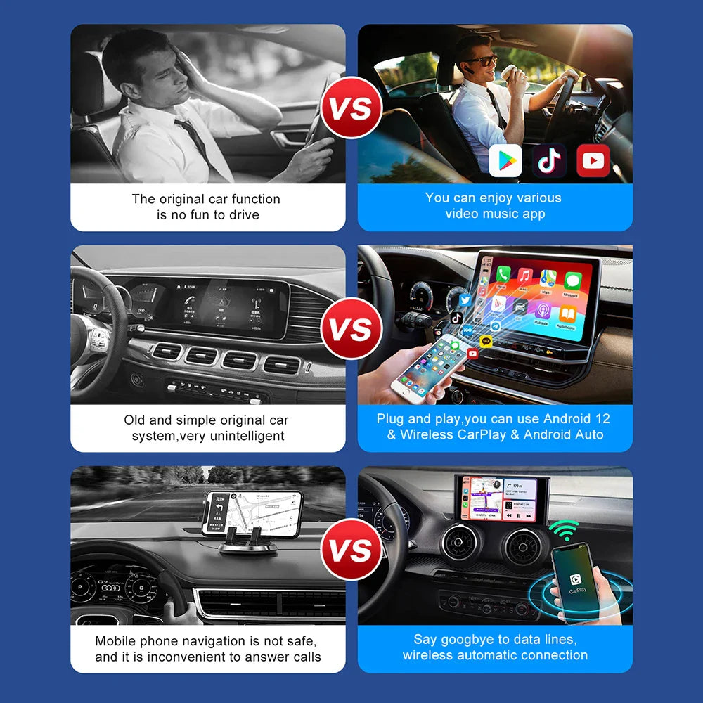 New Smart CarPlay AI Box Android 13 – Wireless Android Auto TV Box with WiFi, Built-in Play Store, Netflix and YouTube for OEM CarPlay Cars
