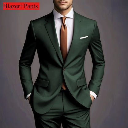 2026 Luxury Men's 2-Piece Suit Set - Elegant Slim Fit Wedding Groom Tuxedo & Casual Formal Wear