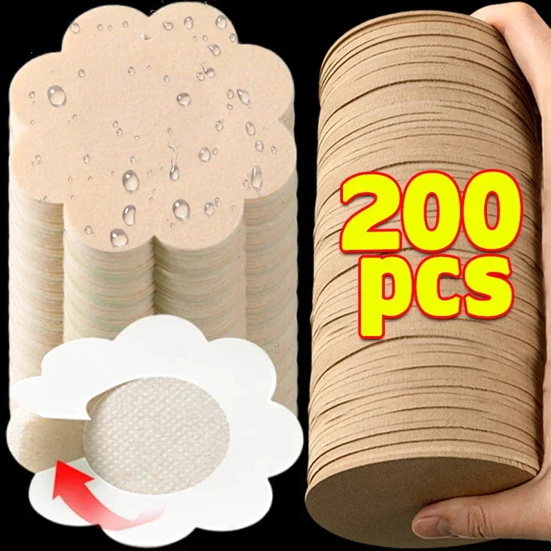 10-200PCS Women’s Nipple Cover Stickers – Invisible Self-Adhesive Disposable Bra Pasties & Chest Lift Tape