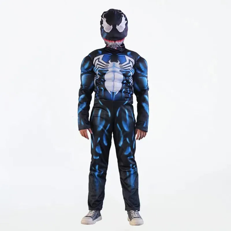 Kids Venom Spider Superhero Costume - 3D Spandex Jumpsuit Bodysuit for Halloween Cosplay & Parties
