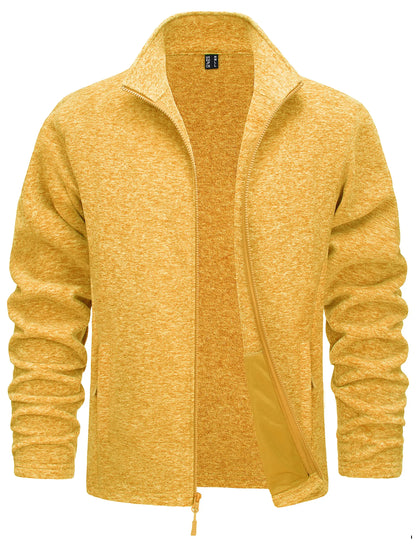 TACVASEN Men’s Lightweight Fleece Jacket - Full Zip Spring Casual Outdoor Sportswear with Pockets & Stand Collar