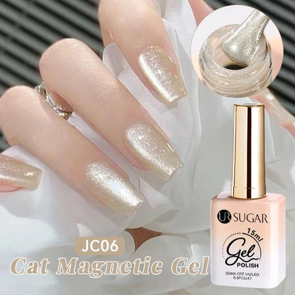 UR SUGAR Jelly Pink Cat Magnetic Gel Nail Polish 15ml - Glitter Ice Effect Soak Off UV LED Semi-Permanent Manicure Gel