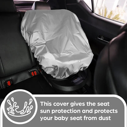 Silver Baby Car Seat Sun Shade - Universal UV Protection Cover for Heat Blocking & Travel Safety