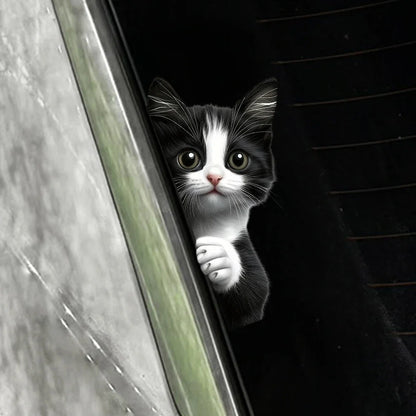 Peeking Cat Car Stickers - Waterproof Cartoon Vinyl Decals for Windows, Motorcycles & Vehicles