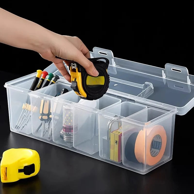 Transparent Hardware Storage Box - Multi-Compartment Organizer for Screws, Tools & Small Parts