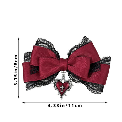 Gothic Lolita Bow Hair Clip - Black Ribbon Fashion Hair Accessory for Girls