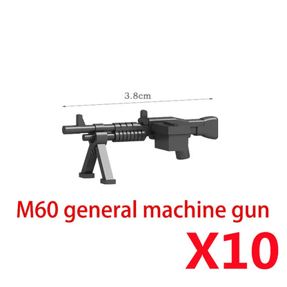 Military Soldier Building Block Figures - MOC Army Weapons Set with Rifles, Rocket Launcher & Mini Gun Toy Gift