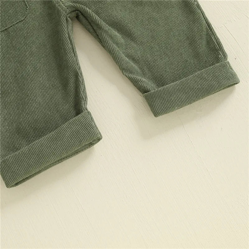 Baby Suspender Jumpsuit - Unisex Solid Color Button Overalls for 0-24 Months Toddler Boys & Girls