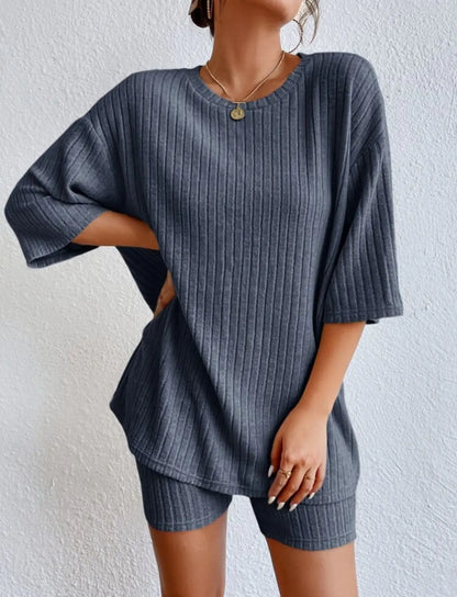 Women’s Summer Casual Short Pants Set – Solid Color Loose Two-Piece Outfit 2025