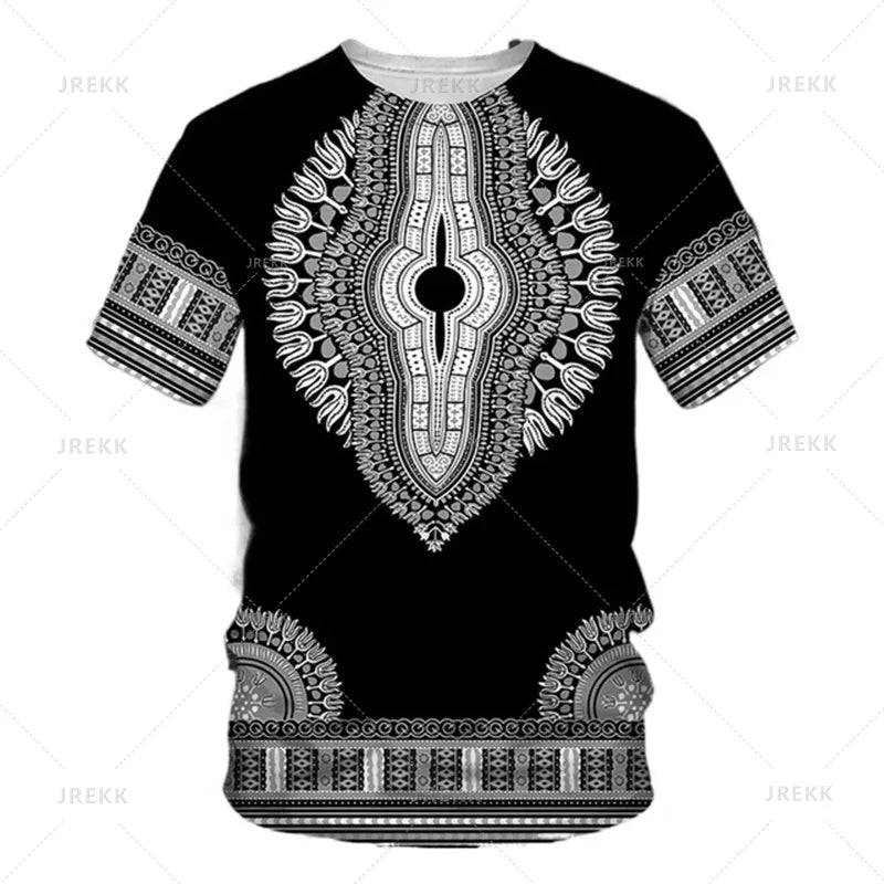 Summer African Dashiki 3D Print T-Shirt - Harajuku Ethnic Pattern Streetwear Tee for Men and Kids