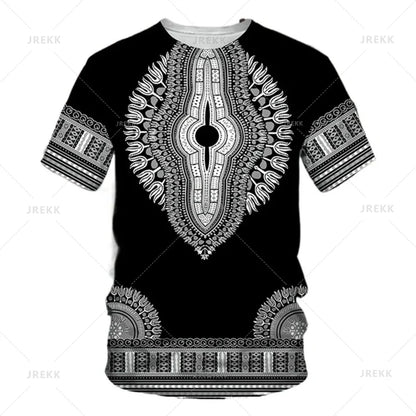 Summer African Dashiki 3D Print T-Shirt - Harajuku Ethnic Pattern Streetwear Tee for Men and Kids