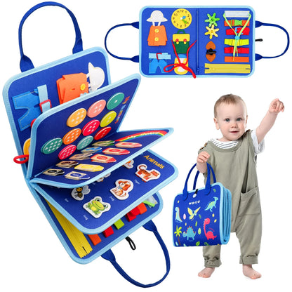 Montessori Toddler Busy Board – Educational Activity for Basic Dress Motor Skills, Baby Learning Toy for Travel