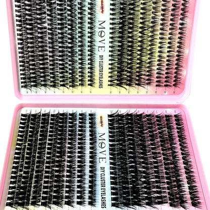 640-Piece 5D Cluster Lashes Kit – Fluffy Thick Volume Eyelash Extension Set, Mixed Tray Faux Mink Lashes for DIY & Salon Makeup