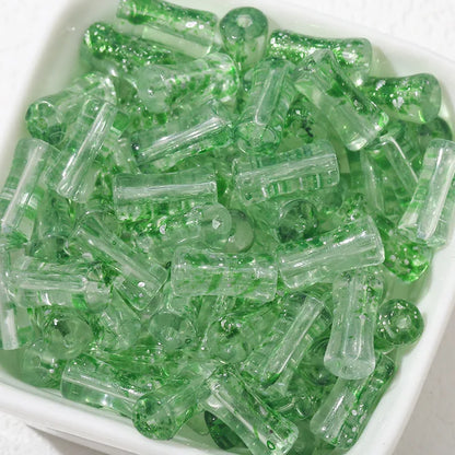 30PCS Green Glass Bamboo Beads - Jade Tube Shape Loose Beads for DIY Bracelet, Necklace & Jewelry Making Accessories
