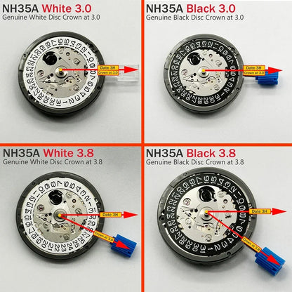 Genuine NH35A Automatic Mechanical Watch Movement – High Accuracy 24 Jewels Self-Winding Replacement Module with 3 O’Clock Date Function