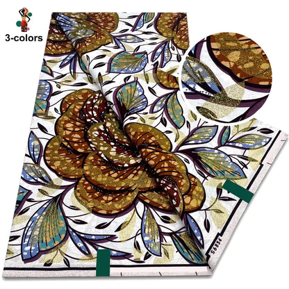 Premium Gold Print Pagne Fabric - 100% Cotton African Real Wax Ankara Grand SUP Nigerian Fabric