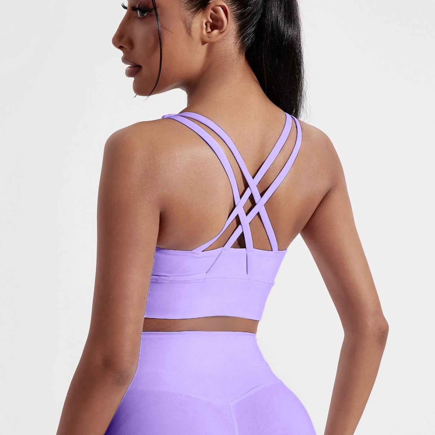 Women’s Cross Back Sports Bra - High Support Fitness Yoga Training Top with Removable Chest Pads