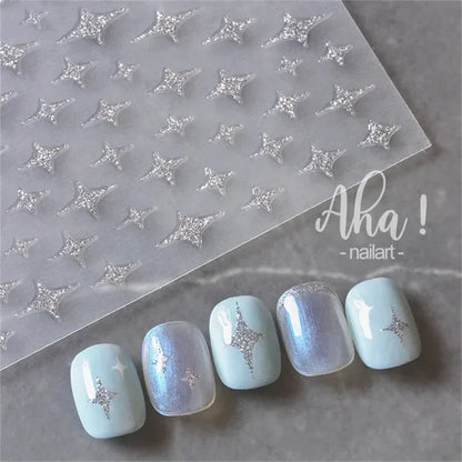 Vintage Rose Flower Nail Stickers – Red & Blue Laser Gold/Silver Nail Art Decals for Manicure Design DIY Beauty Tool