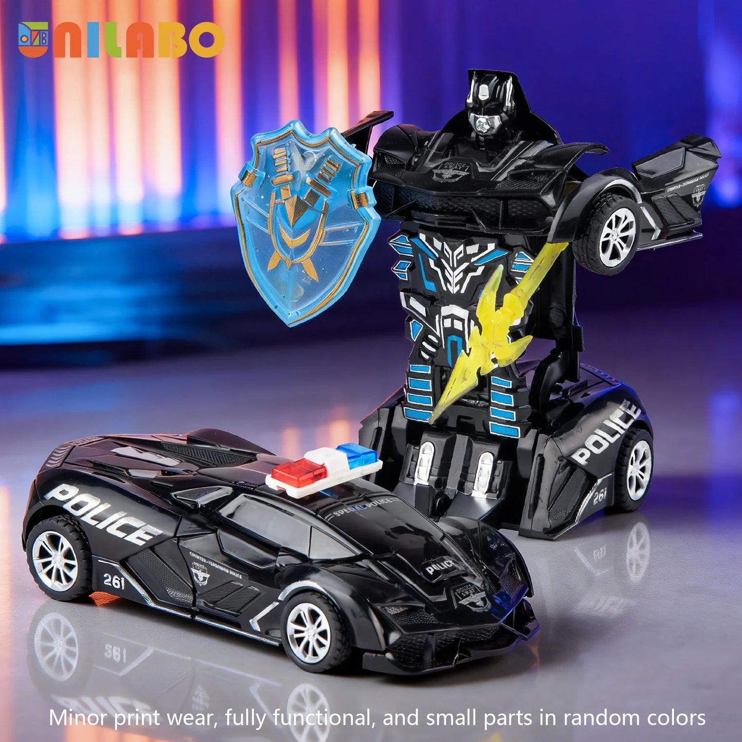 Transformable Robot Sports Car Toy - Battery-Free Educational Vehicle Model for Kids' Play & Learning