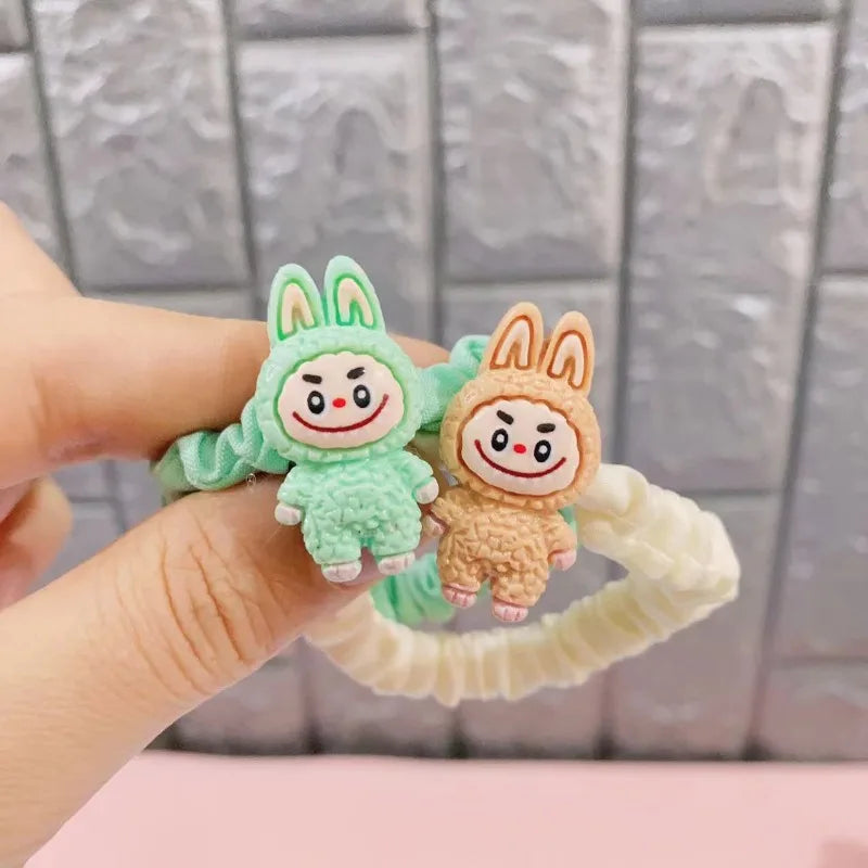 5PCS Labubu Hair Ties – Cute Cartoon Elastic Scrunchies for Women & Girls, Ponytail Holders Hair Accessories Gift Set