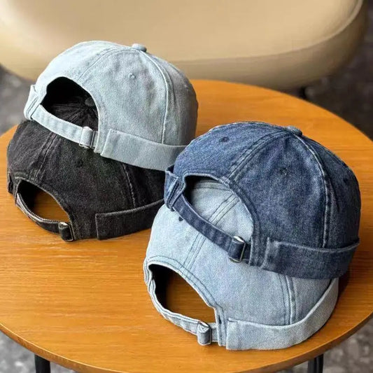 Fashion Denim Docker Cap - Adjustable Brimless Sailor Hat for Men & Women