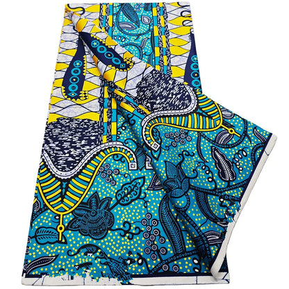 African Real Wax Print Fabric - 6 Yards 100% Cotton Ghana Ankara Loincloth Material