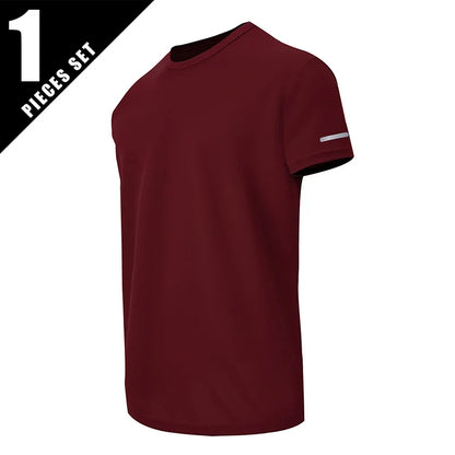Men’s Summer Quick Dry T-Shirt - Solid Color Short Sleeve Sports Shirt for Running & Casual Wear
