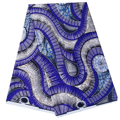 Shine African Ankara Wax Fabric - 6 Yards 100% Cotton Hot Stamping Print for Party Dresses, Sewing & Crafts